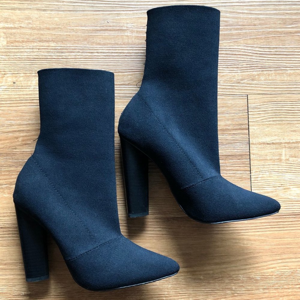 Steve Madden Black Stretch Knit Capitol Bootie - Picture 5 of 11